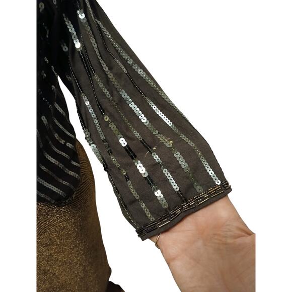 VNT Beaded Sequins Bolero Shrug Sz M Brown Sparkle Wedding Party Elegant Regency - Picture 10 of 16